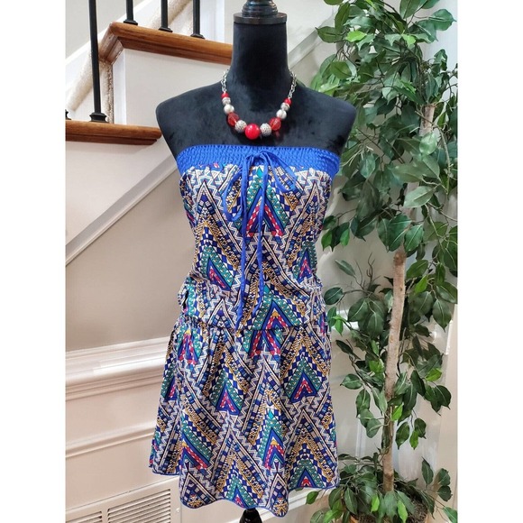 Lara Ethnics Women's Multicolor Sleeveless Off The Shoulder Knee Length Dress M - Picture 11 of 11